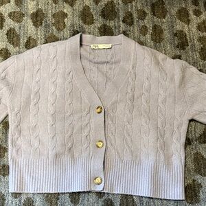 Zara Light Purple Cable Knit Cardigan